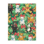 Christmas Tree with Teddy Bear Ornaments Post Cards