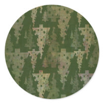 Christmas Trees Round Stickers