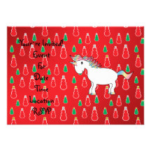 Christmas unicorn red snowman pattern personalized invitation