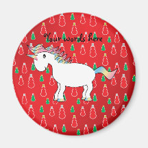 Christmas unicorn red snowman pattern fridge magnets