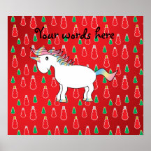 Christmas unicorn red snowman pattern print
