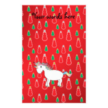 Christmas unicorn red snowman pattern custom stationery