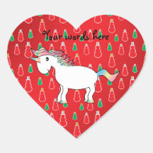 Christmas unicorn red snowman pattern sticker