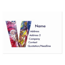 CHRISTMAS V LETTER  / SANTA  PLAYING HARP BUSINESS CARDS