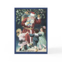 Christmas Vintage Santa with Children Dancing cards