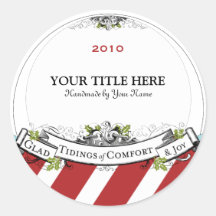 Christmas Vintage Tidings of Comfort & Joy Round Sticker