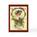 Christmas Vintage Victorian Lady in Holly Frame cards