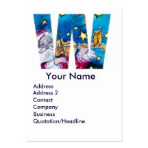 CHRISTMAS W LETTER / INSPIRED SANTA MONOGRAM BUSINESS CARD TEMPLATES