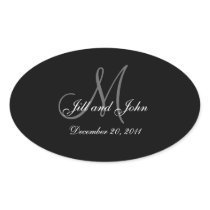 Christmas Wedding Monogram Sticker Oval Shaped