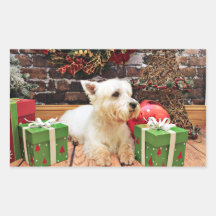 Christmas - Westie - Callie Rectangular Stickers