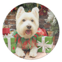 Christmas - Westie - Lucky Dinner Plates