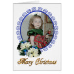 Christmas white flowers photo frame card