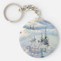 CHRISTMAS WINTER SCENE by SHARON SHARPE Key Chain