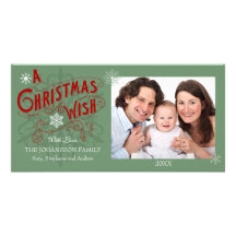 Christmas Wish And Snowflakes Photo Cards