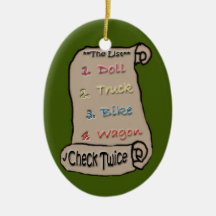 Christmas Wish List Oval Ornament