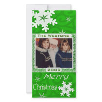 Christmas Wishes Family Photo Card - Green