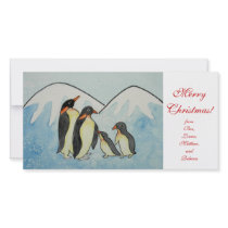 Christmas with Penguin family and snowflakes