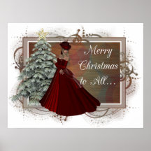 Christmas Woman (Red Dress Design) Print