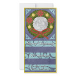 Christmas Wreath Custom Photo Card Blue photo cards