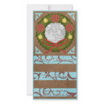 Christmas Wreath Custom Photo Card Brown Blue photo cards
