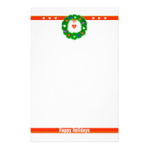 Christmas Wreath of Hearts Stationery Design