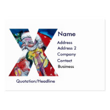CHRISTMAS X LETTER  / SANTA  WITH VIOLIN MONOGRAM BUSINESS CARD TEMPLATES