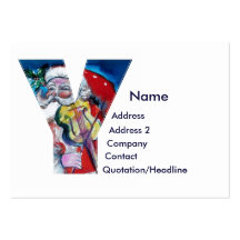 CHRISTMAS Y LETTER  / SANTA  WITH VIOLIN MONOGRAM BUSINESS CARDS