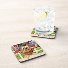 Christmas - Yorkie - Chloe Beverage Coasters