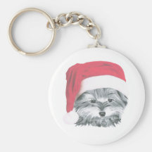 Christmas Yorkie Dog Keychain