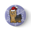 Christmas Yorkshire Terrier (long hair with bow) buttons