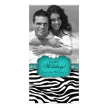 Christmas Zebra Photo Card Teal Jewellery