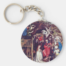 Christ'S Birth.,  By Robert Campin  (Best Quality) Keychain
