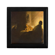 Christus in Emmaus by Rembrandt Trinket Boxes
