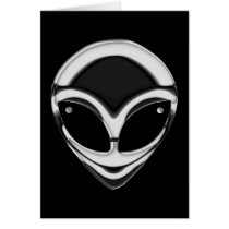 CHROME ALIEN HEAD GREETING CARD