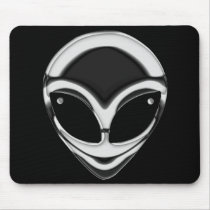 CHROME ALIEN HEAD MOUSEPAD