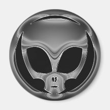 CHROME ALIEN HEAD REFRIGERATOR MAGNETS