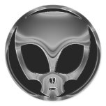 CHROME ALIEN HEAD STICKERS