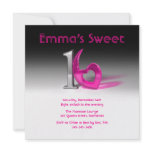 Chrome & Candy Pink Sweet 16 invitations
