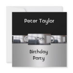 Chrome Metal Silver Mens 30th Birthday Man invitations