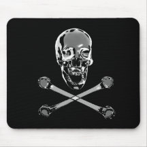 Chrome Pirate Skull And Crossbones Mousepads