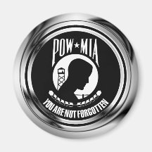CHROME POW MIA FRIDGE MAGNET