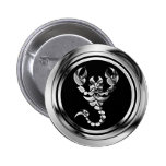 CHROME SCOPRION PINBACK BUTTONS