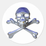 Chrome skull and crossbones sticker