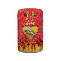 Chrome yellow jacket design 1 with fire and web. blackberry case