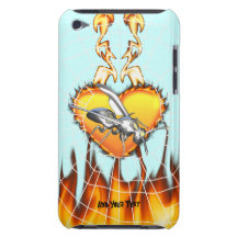 Chrome yellow jacket design 1 with fire and web. iPod touch Case-Mate case
