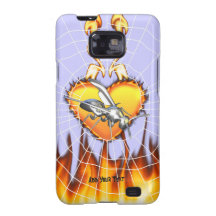 Chrome yellow jacket design 1 with fire and web. galaxy SII cover