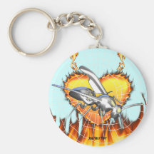 Chrome yellow jacket design 1 with fire and web. key chains