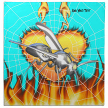 Chrome yellow jacket design 1 with fire and web. printed napkins