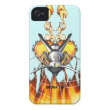 Chrome yellow jacket design 3 with fire and web. Case-Mate iPhone 4 case