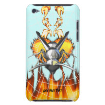 Chrome yellow jacket design 3 with fire and web. barely there iPod covers
